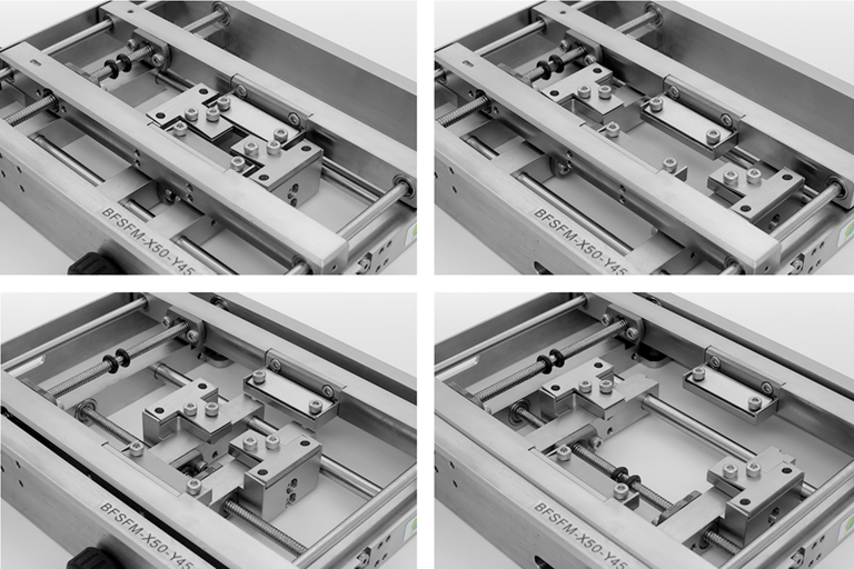 Biaxial stretching of up to 50 mm with its center fixed in a center of the FOV.
